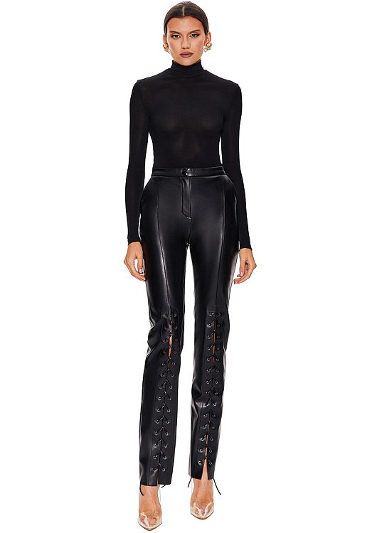 eco leather trousers, Black