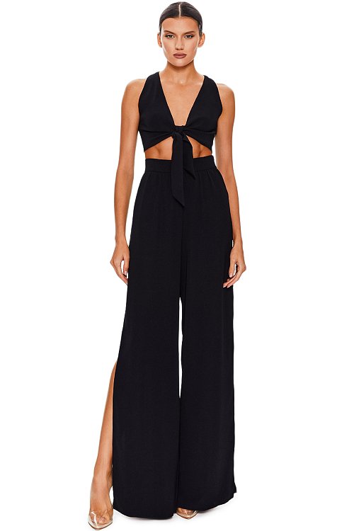 Trousers with side cutouts, Black