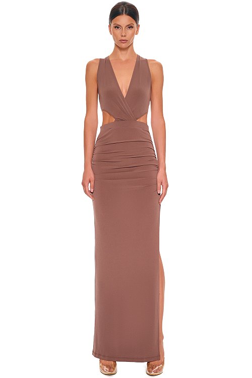 Dress with drapery, Brown
