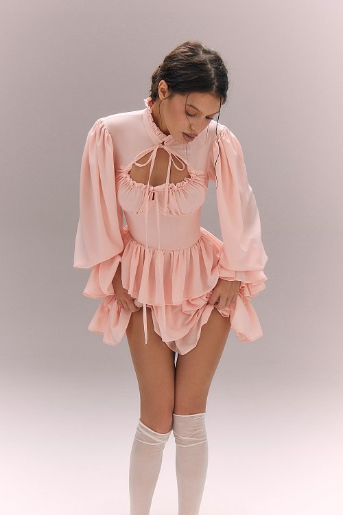 Платье мини с воланами