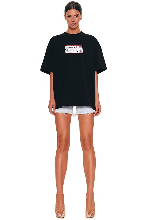 Oversized T-shirt with print, Black
