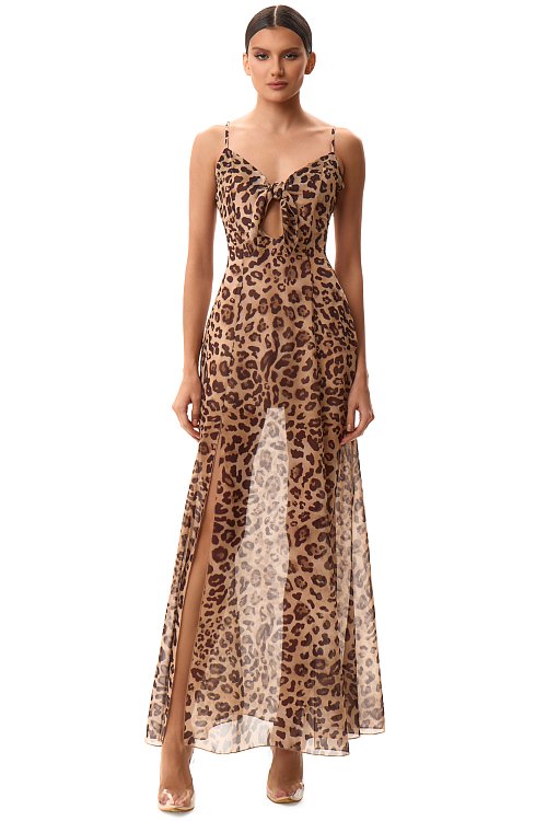 Maxi chiffon dress with slits