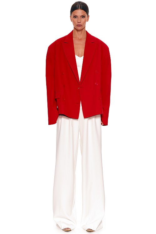 MIDI JACKET WITH WIDE SHOULDERS, Red