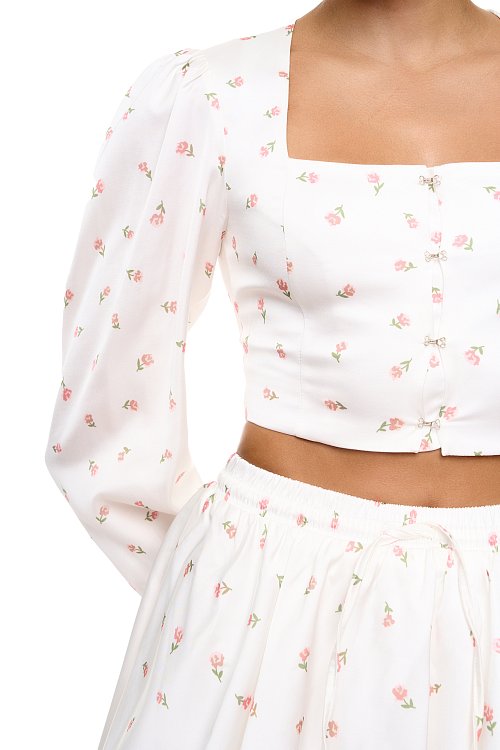 Топ корсетный с объемными рукавами