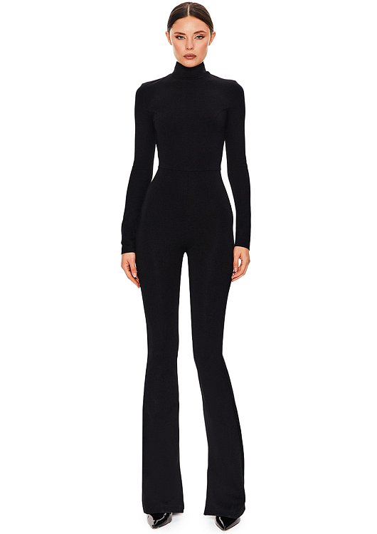 Jumpsuit with flared trousers, Black