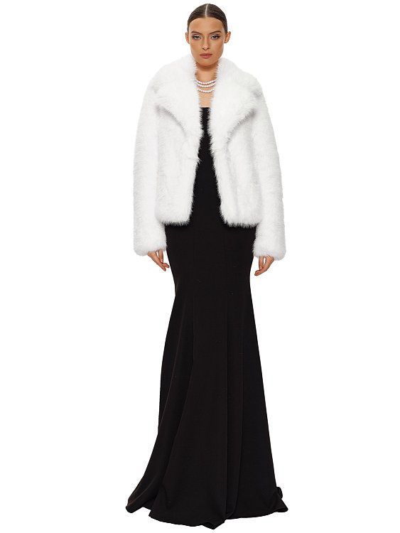 Short faux fur coat, White