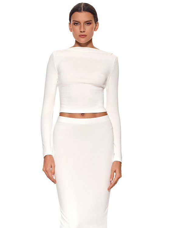 Лонгслив с вырезом лодочка