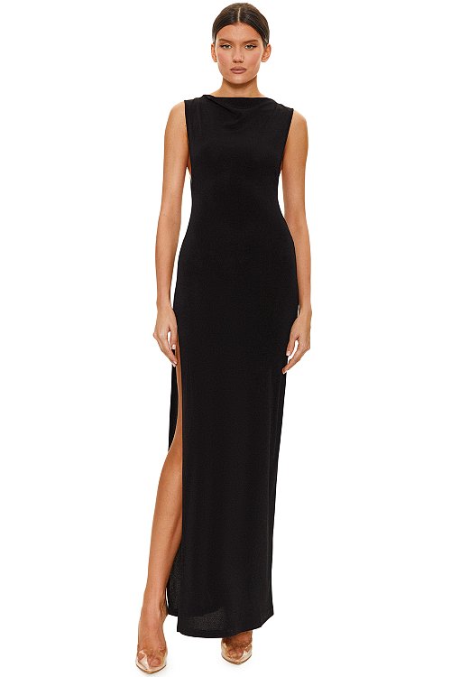 Maxi dress with open sides, Black