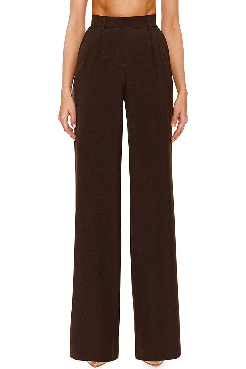 Wide trousers with two pleats, Brown