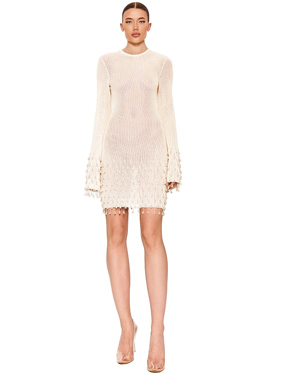 Knitted dress with beads