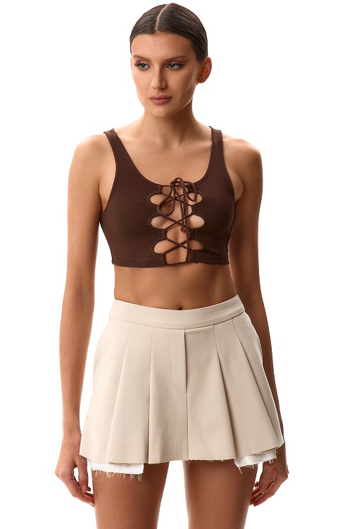 Юбка-шорты с необработанным низом