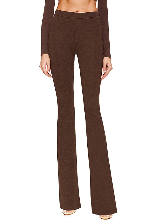 Knitted flared trousers, Brown