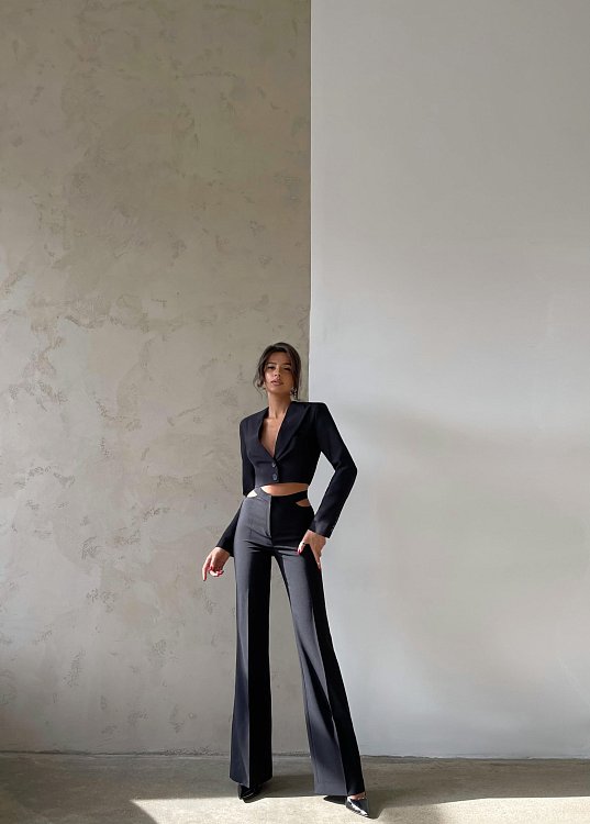 Trousers with side cutouts, Black