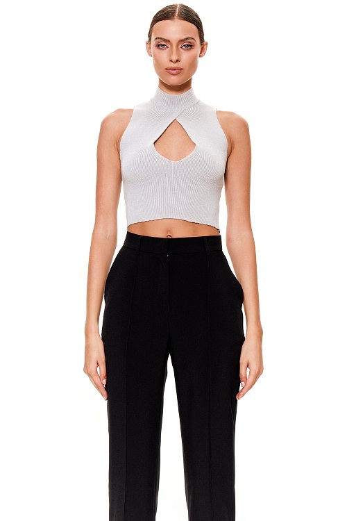 Топ с фигурным вырезом вязаный 