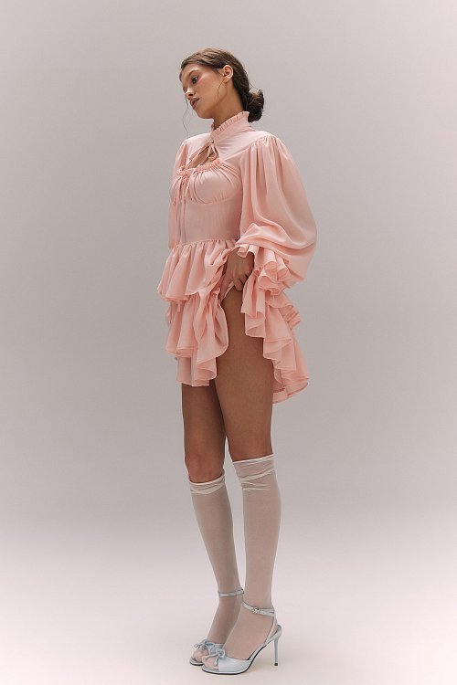 Платье мини с воланами