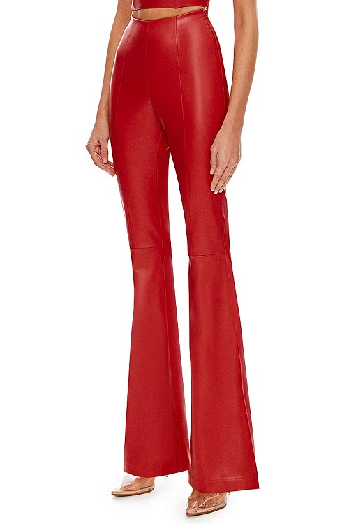 Брюки-клеш из экокожи