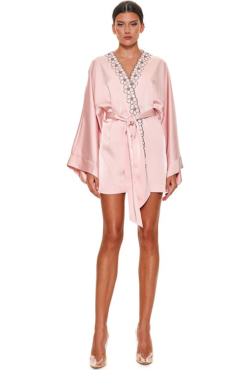 Satin robe, Pink