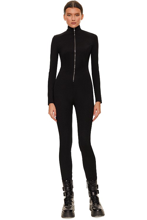 Jumpsuit with a front zip, Black