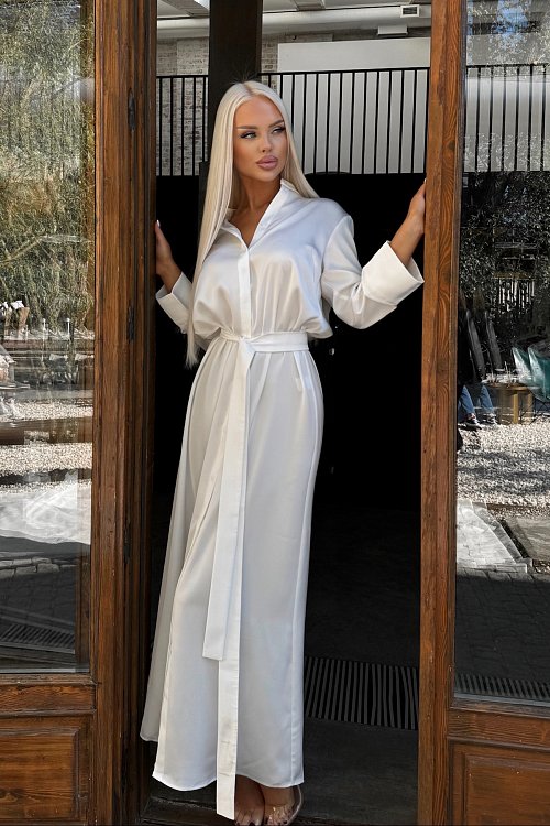 Платье рубашка с широким поясом