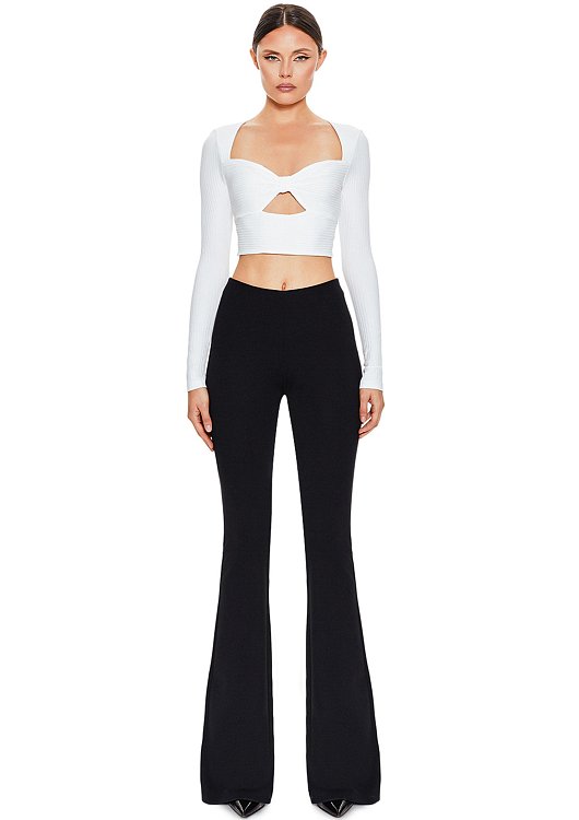 Flared trousers with slits, Black