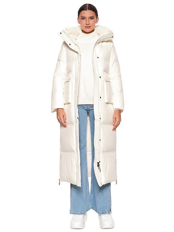 Long puffer coat, Beige