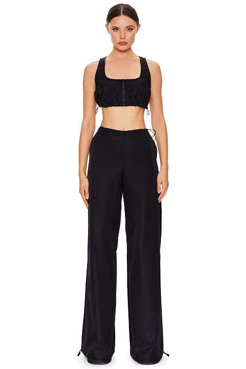 Parachute pants with toggles, Black