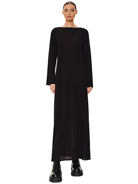 Straight-cut maxi dress, Black