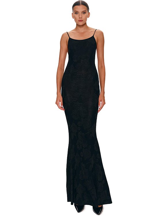 Maxi dress with straps, Black