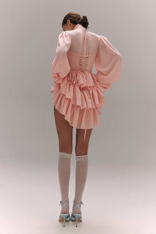 Платье мини с воланами