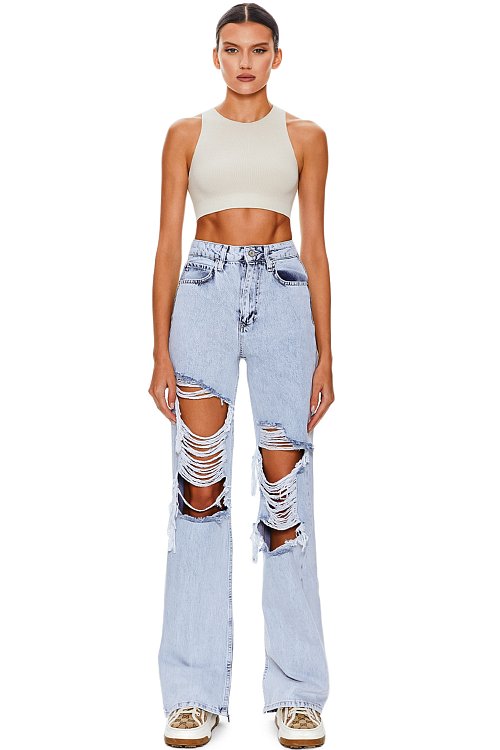 Jeans with slits, Light blue