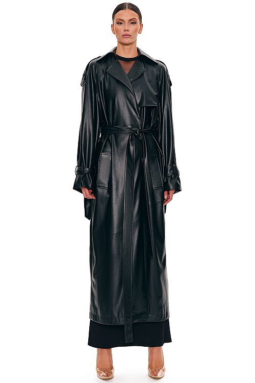 Eco-leather trench, Black