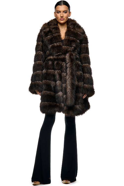 Long fur coat with belt