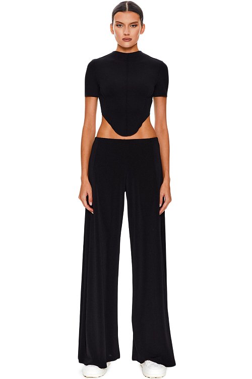 Trousers with side pleats, Black