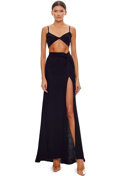 Maxi skrit with a knot, Black