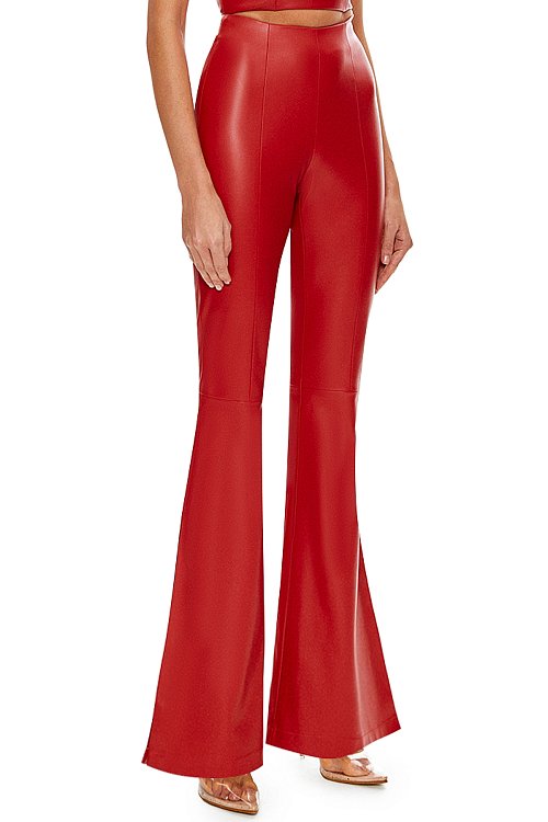 Брюки-клеш из экокожи