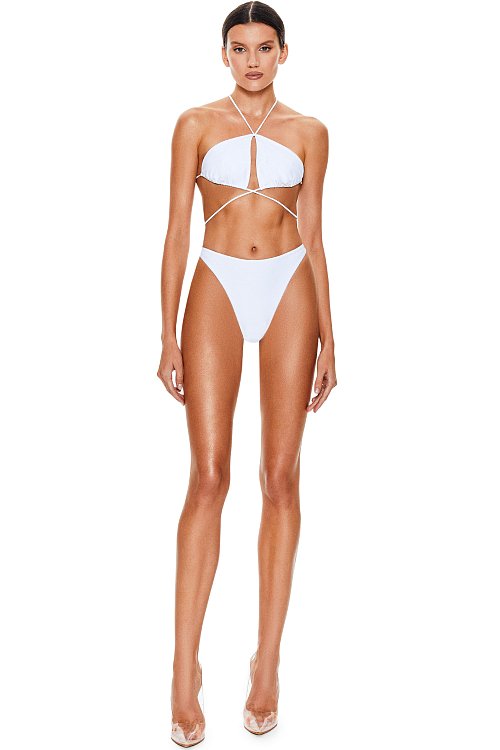 Halter-bikini with triangle cups, White