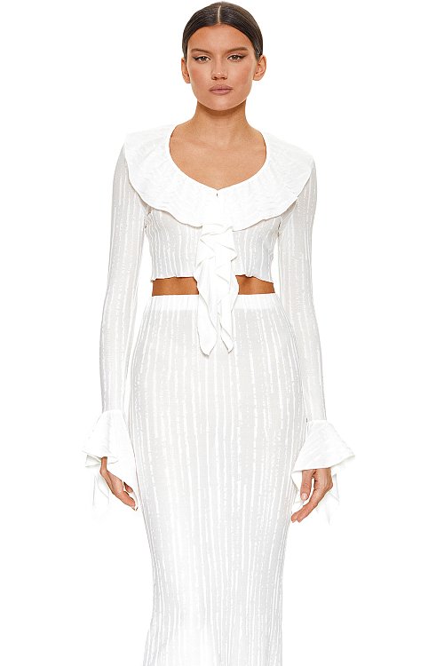 Блузка трикотажная с воланами