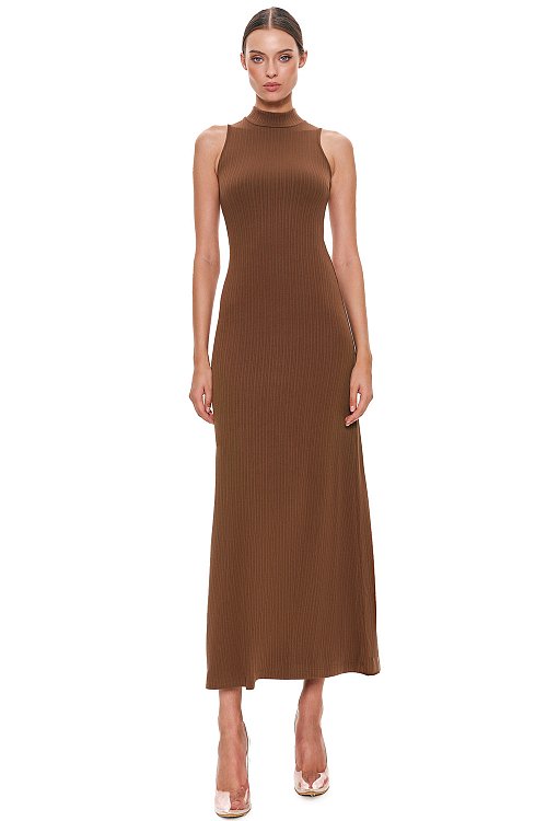 Textured jersey dress, Brown