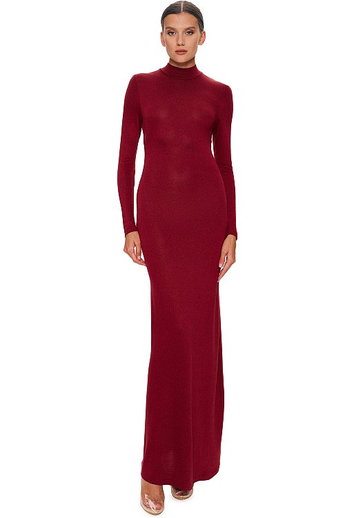 Maxi dress with a cutout on the back, Burgundy