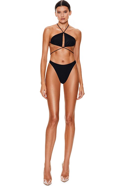Halter-bikini with triangle cups, Black