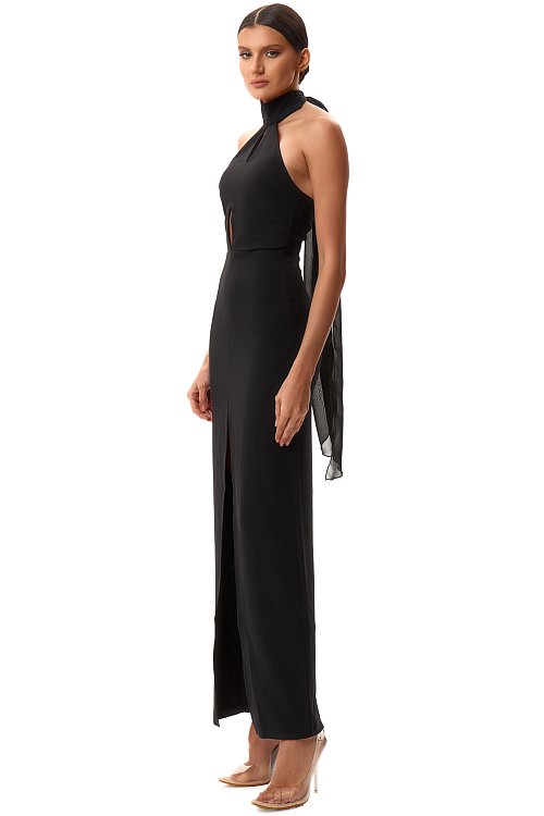 Платье из крепа с шифоновыми завязками