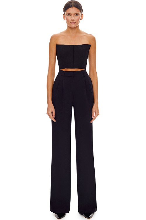 Wide trousers with two pleats, Black