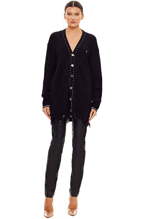 Cardigan with tiny chains, Black