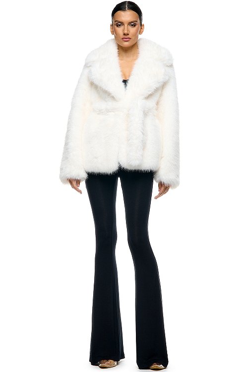 Long fur coat with belt