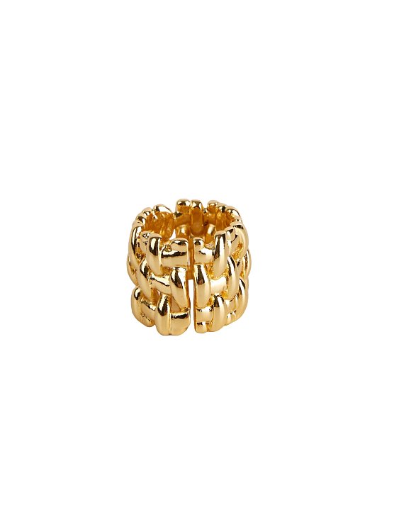 Wide gold ring with weaves, Gold