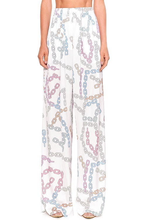 TROUSERS WITH A CHAIN PRINT, White