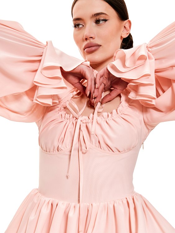 Платье мини с воланами